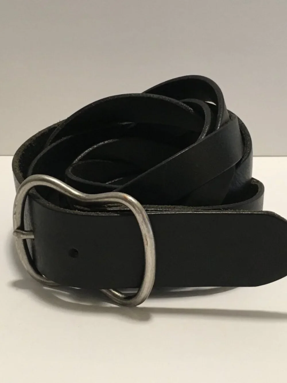 Vintage Gap Jeans 1969 Genuine Leather Belt Black USA Made Brass Buckle Size M